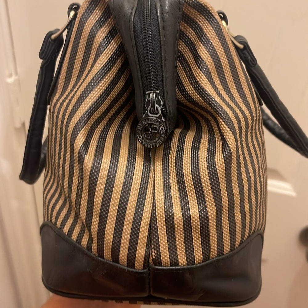 Elegant Black and Tan Striped Women's Bag - Picture 12 of 16